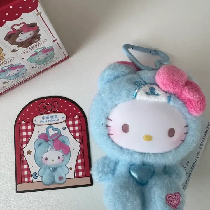 [BUNJANG] Sanrio Hello Kitty Love Bear Pajama Costume Plush Keychain / Toptoy 헬로키티 러브 베어 파자마 코스튬