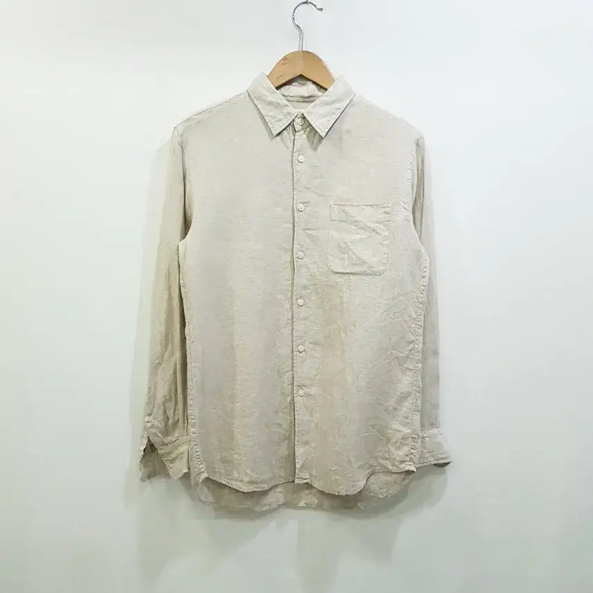 [BUNJANG] Uniqlo Beige Linen Long-Sleeve Shirt Men&