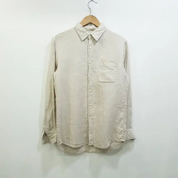 [BUNJANG] Uniqlo Beige Linen Long-Sleeve Shirt Men&