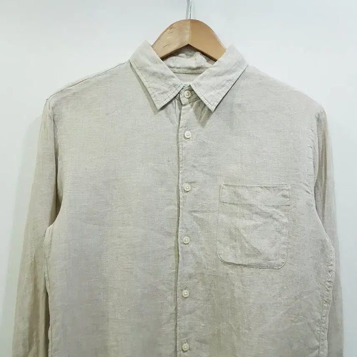[BUNJANG] Uniqlo Beige Linen Long-Sleeve Shirt Men&