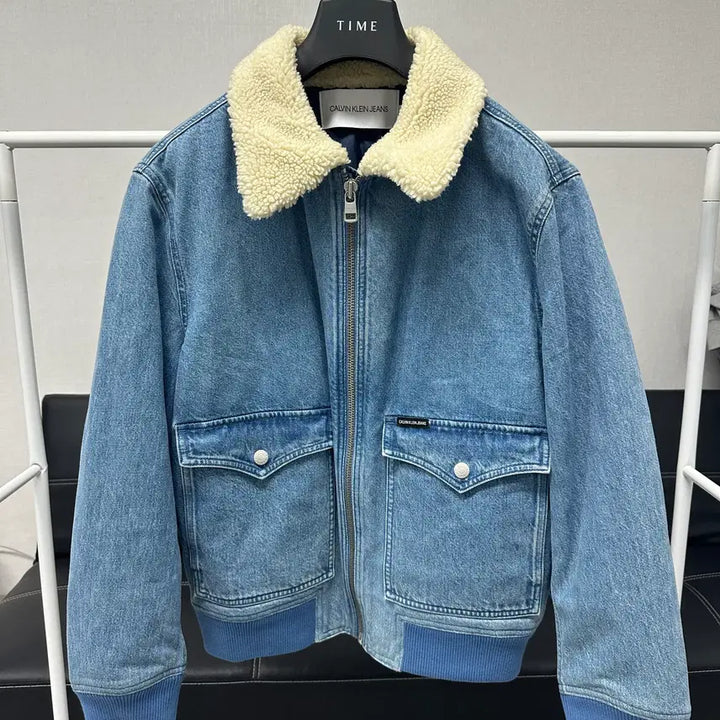[BUNJANG] Calvin Klein Jeans Sherpa Collar Denim Jacket Size 105 / 사이즈 105) 캘빈클라인진 양털카라 데님 자켓
