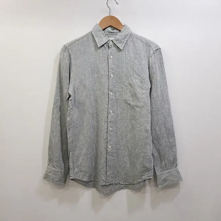 [BUNJANG] Uniqlo Light Gray Solid Linen Long Sleeve Shirt Men&