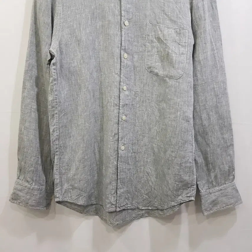 [BUNJANG] Uniqlo Light Gray Solid Linen Long Sleeve Shirt Men&