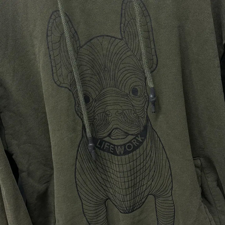 [BUNJANG] Lifework Bulldog Hoodie Size 100 / 사이즈 100) 라이프워크 불독 후드티
