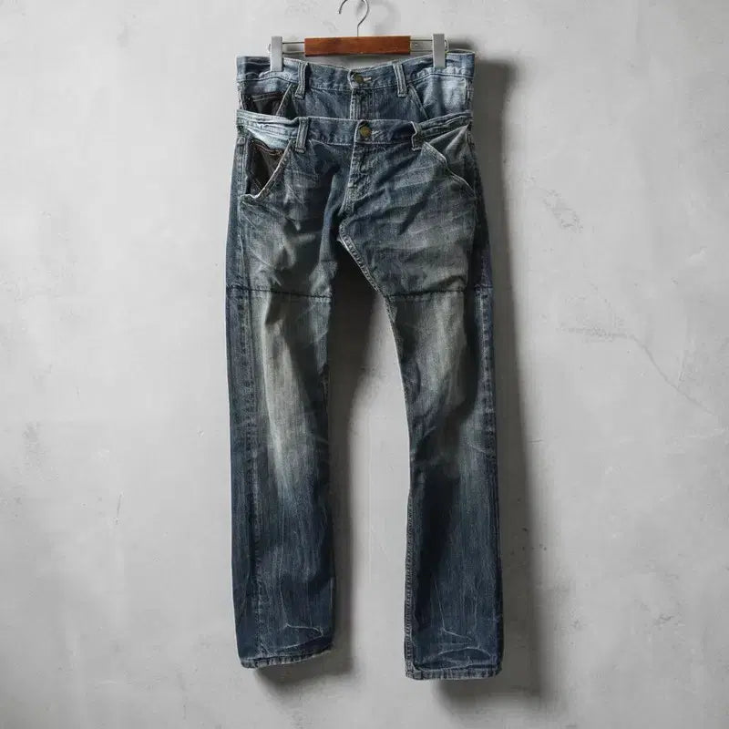 [BUNJANG] Double Waist Layered Detail Denim Pants / JPN 더블웨이스트 청바지 M0477