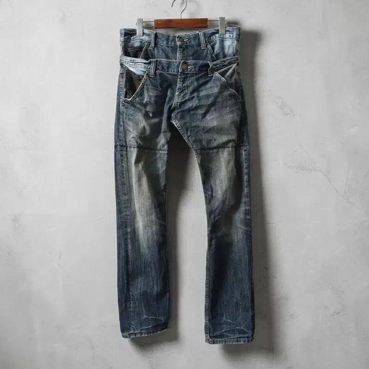 [BUNJANG] Double Waist Layered Detail Denim Pants / JPN 더블웨이스트 청바지 M0477