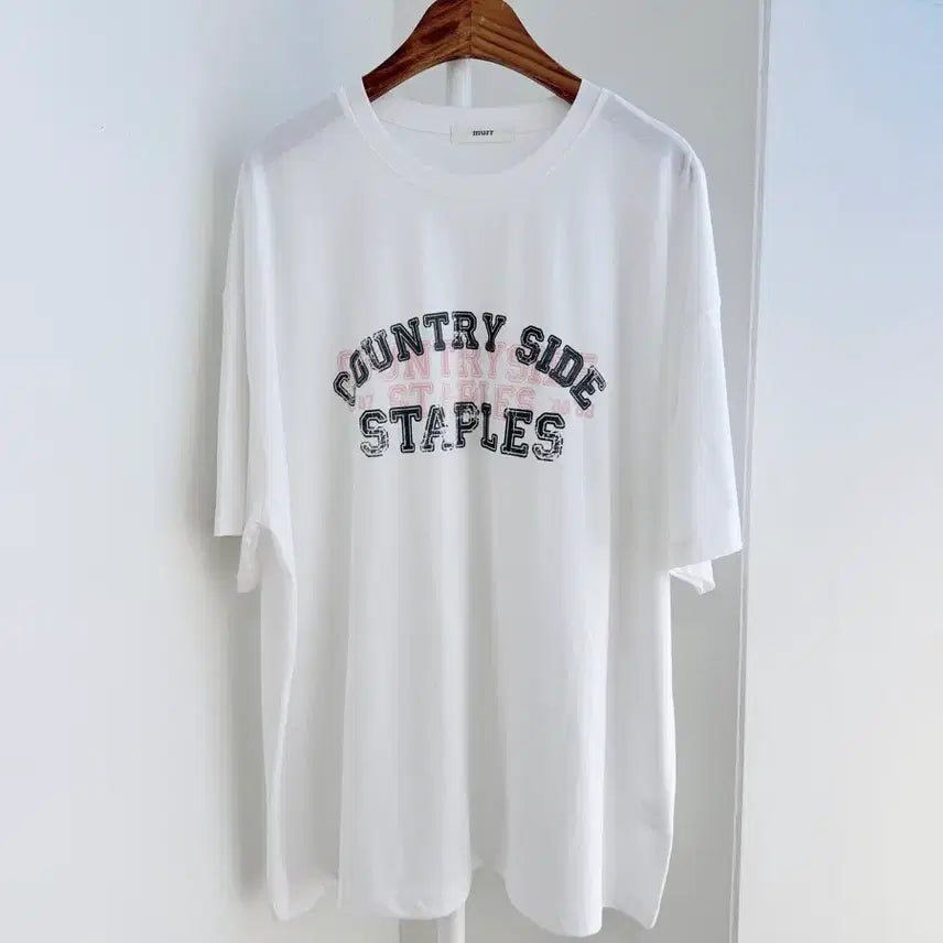 [BUNJANG] White Lettering Boxy Fit Short Sleeve T-Shirt / 교신안함)화이트 레터링 박시핏 반팔 티셔츠