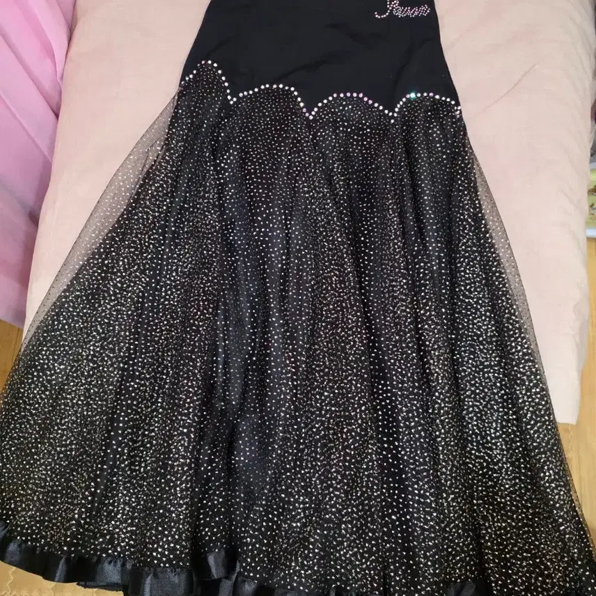 [BUNJANG] Black Glitter Dance Long Skirt / 블랙 반짝이 댄스 롱 스커트