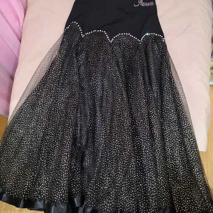[BUNJANG] Black Glitter Dance Long Skirt / 블랙 반짝이 댄스 롱 스커트
