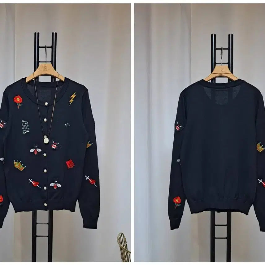 [BUNJANG] High-Quality Embroidered Knit Cardigan / 고퀄 자수 니트가디건 새상품(66까지)