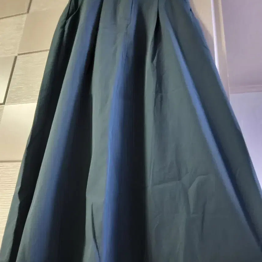 [BUNJANG] Teal Pin-tuck Long Skirt / 청록색 핀턱 롱스커트 새상품