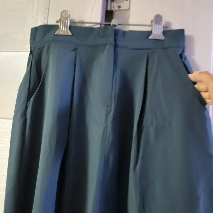 [BUNJANG] Teal Pin-tuck Long Skirt / 청록색 핀턱 롱스커트 새상품
