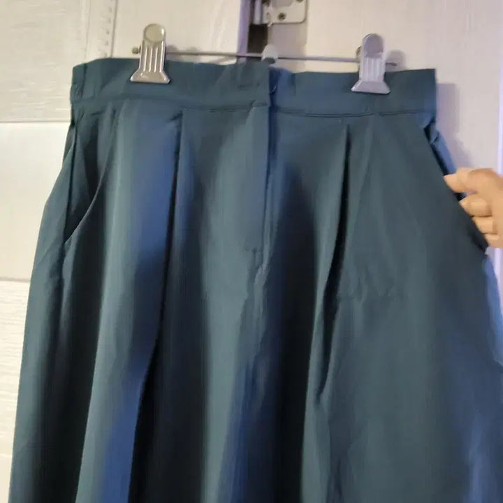 [BUNJANG] Teal Pin-tuck Long Skirt / 청록색 핀턱 롱스커트 새상품