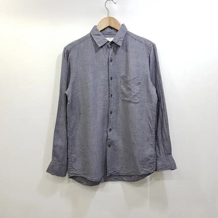 [BUNJANG] Uniqlo Linen Long Sleeve Shirt Navy M / 유니클로 연네이비 솔리드 무지 긴팔 린넨 셔츠 남M Q249