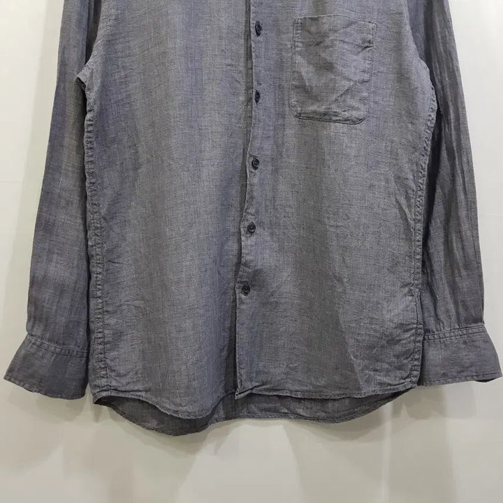 [BUNJANG] Uniqlo Linen Long Sleeve Shirt Navy M / 유니클로 연네이비 솔리드 무지 긴팔 린넨 셔츠 남M Q249