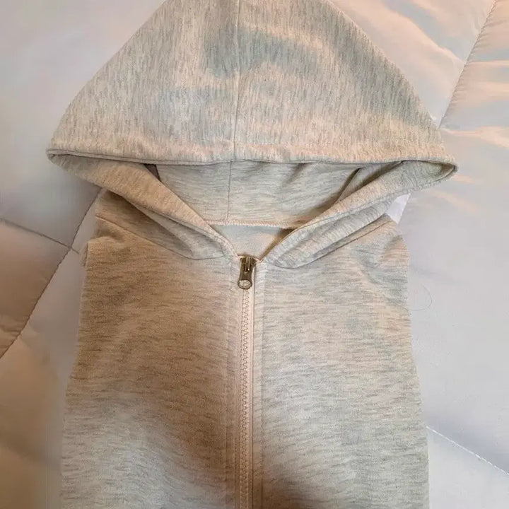 [BUNJANG] Oatmeal Color Crop Hoodie Zip-Up / 오트밀 컬러 크롭 후드집업