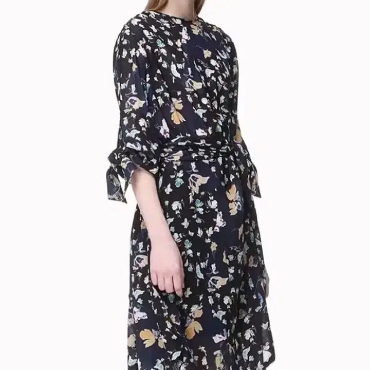 [BUNJANG] TIME Floral Chiffon Long Dress / 한섬 타임 TIME 유명 플로럴 쉬폰 롱 원피스 하객룩 결혼식