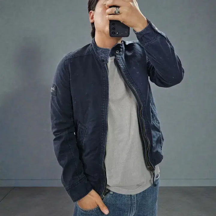 [BUNJANG] Abercrombie &amp; Fitch Cotton Blouson Jacket - Navy / 아베크롬비 코튼 블루종 자켓 M0507