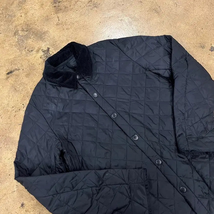 [BUNJANG] Barbour Black Quilted Jacket with Corduroy Collar / [정품/M] 바버 블랙 퀼팅 자켓 코듀로이 카라
