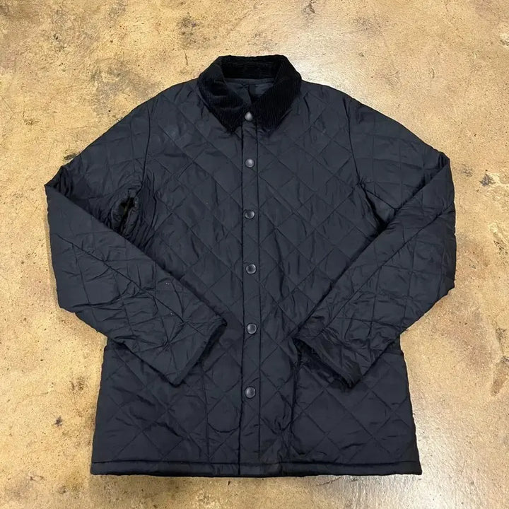 [BUNJANG] Barbour Black Quilted Jacket with Corduroy Collar / [정품/M] 바버 블랙 퀼팅 자켓 코듀로이 카라