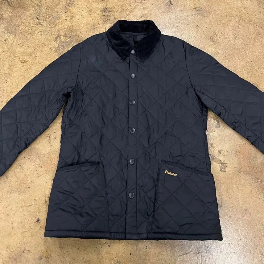[BUNJANG] Barbour Black Quilted Jacket with Corduroy Collar / [정품/M] 바버 블랙 퀼팅 자켓 코듀로이 카라