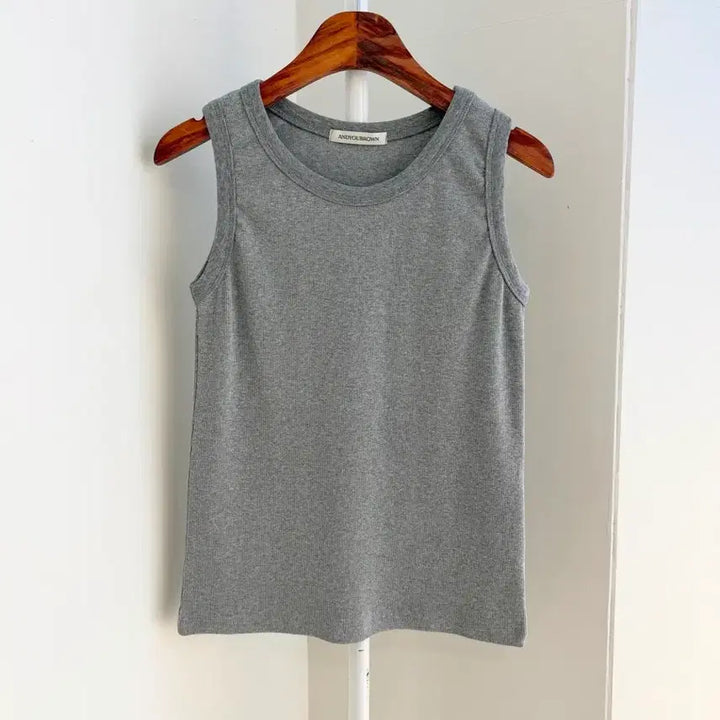 [BUNJANG] Basic Ribbed Tank Top - Grey / 교신안함)그레이 골지 나시