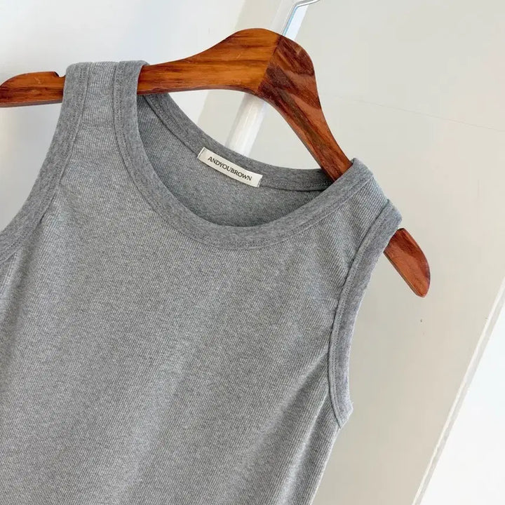 [BUNJANG] Basic Ribbed Tank Top - Grey / 교신안함)그레이 골지 나시