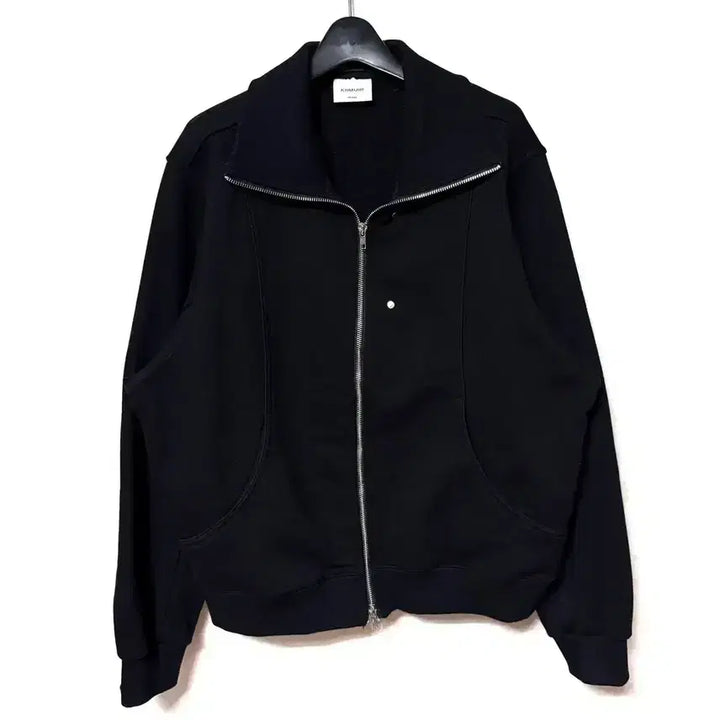 [BUNJANG] KIMUER Zip-up Jacket Curved Big Collar Oversized Black / [M,95]키뮤어 집업 자켓 커브드 빅카라 오버핏 블랙