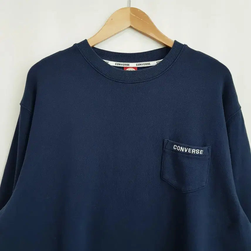 [BUNJANG] Converse Embroidered Logo Oversized Long Sleeve Sweatshirt / 컨버스 자수로고 오버핏 긴팔 맨투맨 티셔츠 여2XL Q571