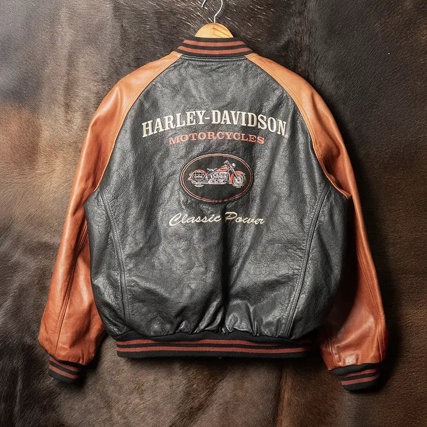 [BUNJANG] Harley-Davidson 90s Wool Leather Varsity Jacket XL / [110] 90s 할리데이비슨 울 레더 바시티 자켓