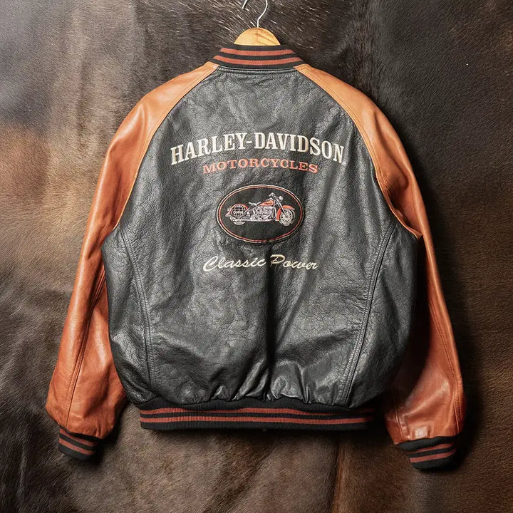 [BUNJANG] Harley-Davidson 90s Wool Leather Varsity Jacket XL / [110] 90s 할리데이비슨 울 레더 바시티 자켓