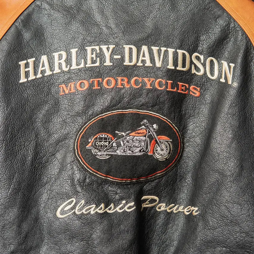 [BUNJANG] Harley-Davidson 90s Wool Leather Varsity Jacket XL / [110] 90s 할리데이비슨 울 레더 바시티 자켓