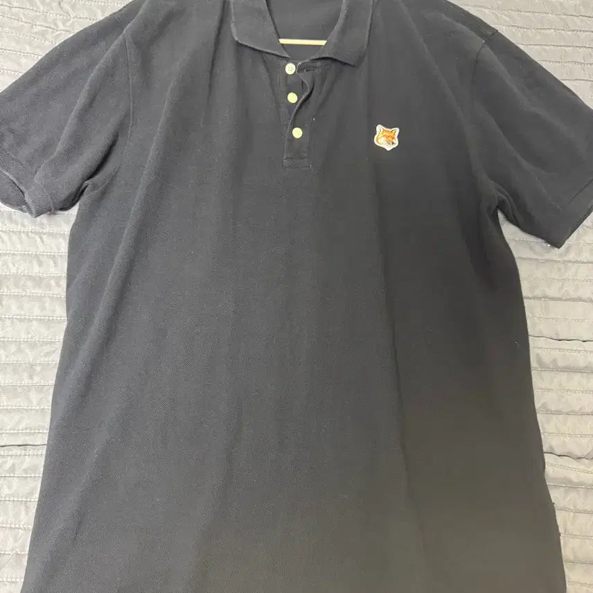 [BUNJANG] Maison Kitsuné Fox Patch Short Sleeve Polo Shirt Black / 메종키츠네 폭스 반팔 블랙 폴로티
