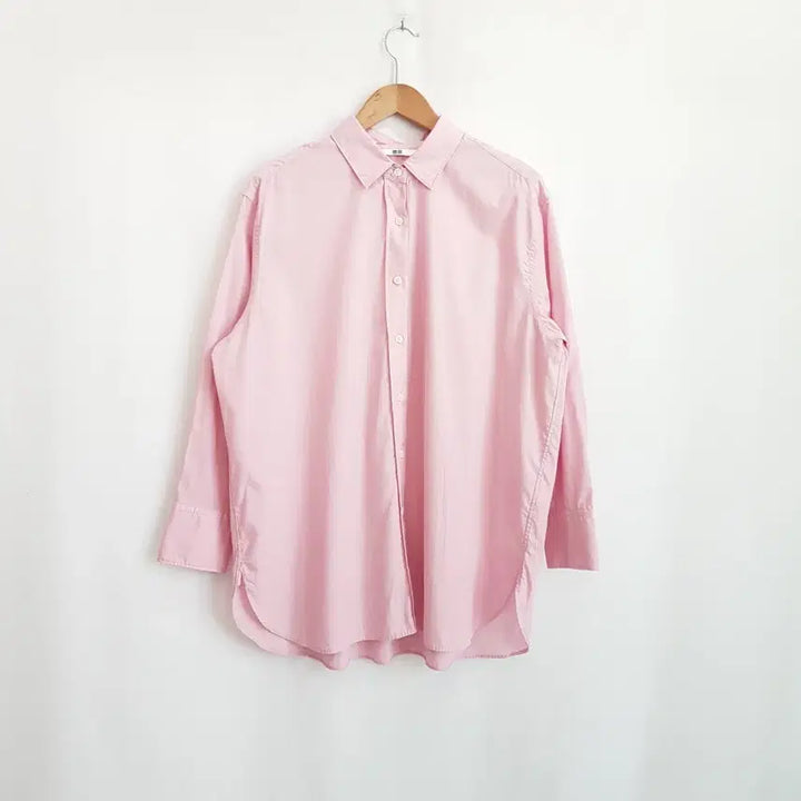 [BUNJANG] Uniqlo Pink Solid Oversized Long Sleeve Shirt Women&