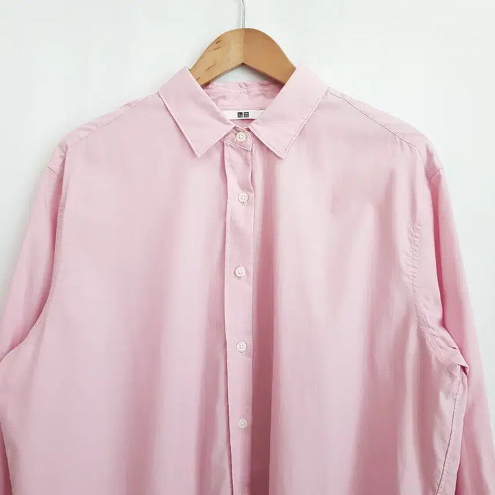 [BUNJANG] Uniqlo Pink Solid Oversized Long Sleeve Shirt Women&