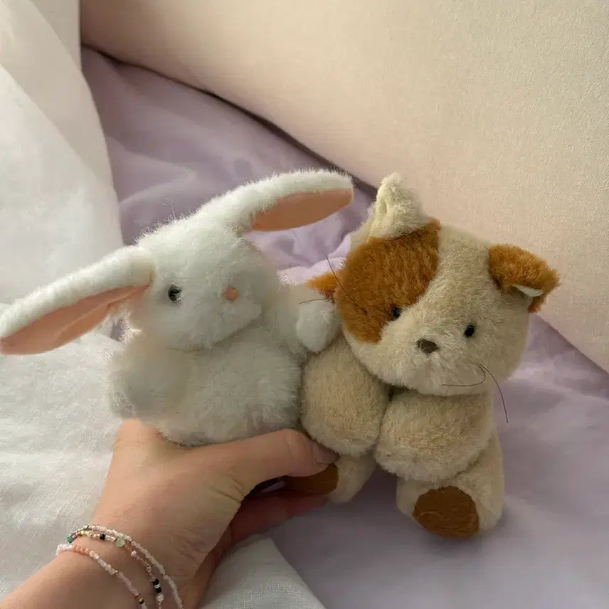 [BUNJANG] Vintage Rabbit &amp; Cat Plush Set / 빈티지 토끼 고양이인형