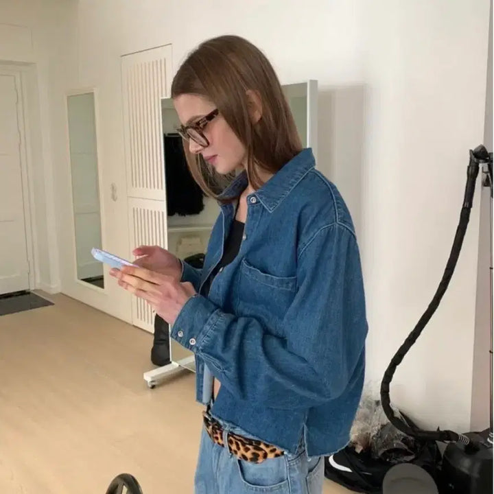 [BUNJANG] Repler Denim Cotton Shirt Medium Blue Wash / 교신안함)중청 데님 코튼 셔츠