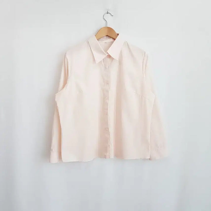 [BUNJANG] Vintage Pink Solid Long Sleeve Shirt Women&