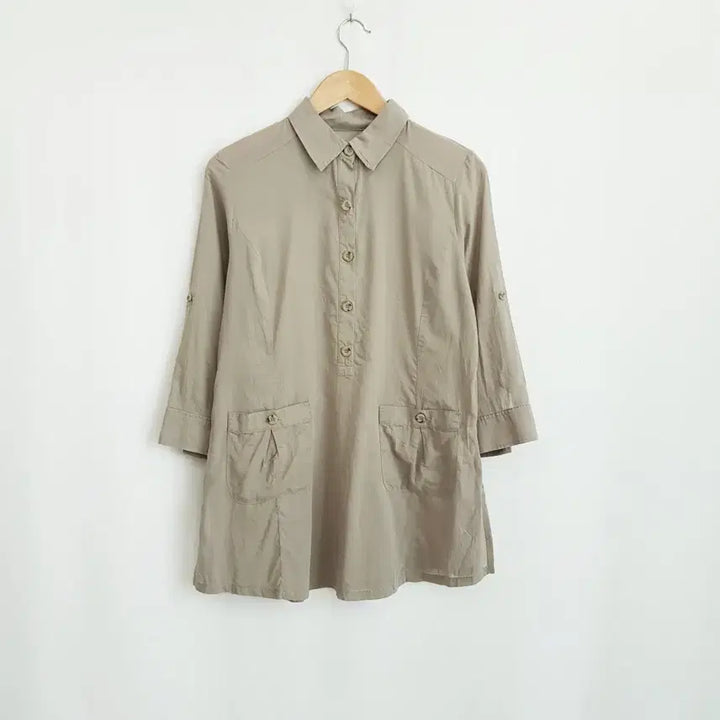 [BUNJANG] Vintage Mori Girl Roll-Up 7-Part Long Blouse (Women&