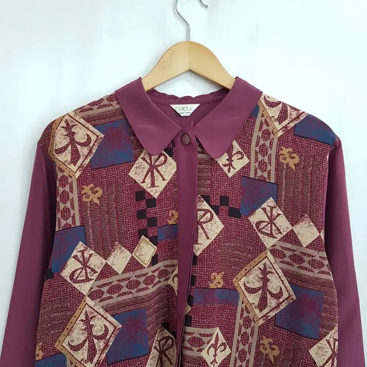 [BUNJANG] Vintage Pattern Oversized Long Sleeve Blouse L / 빈티지 패턴 오버핏 복고풍 긴팔 블라우스 여L Q577