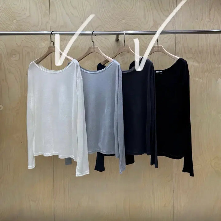 [BUNJANG] Sheer Boat Neck T-Shirt (Tencel Wool Blend) / 교신안함)텐셀울 보트넥 시스루 티셔츠-2컬러