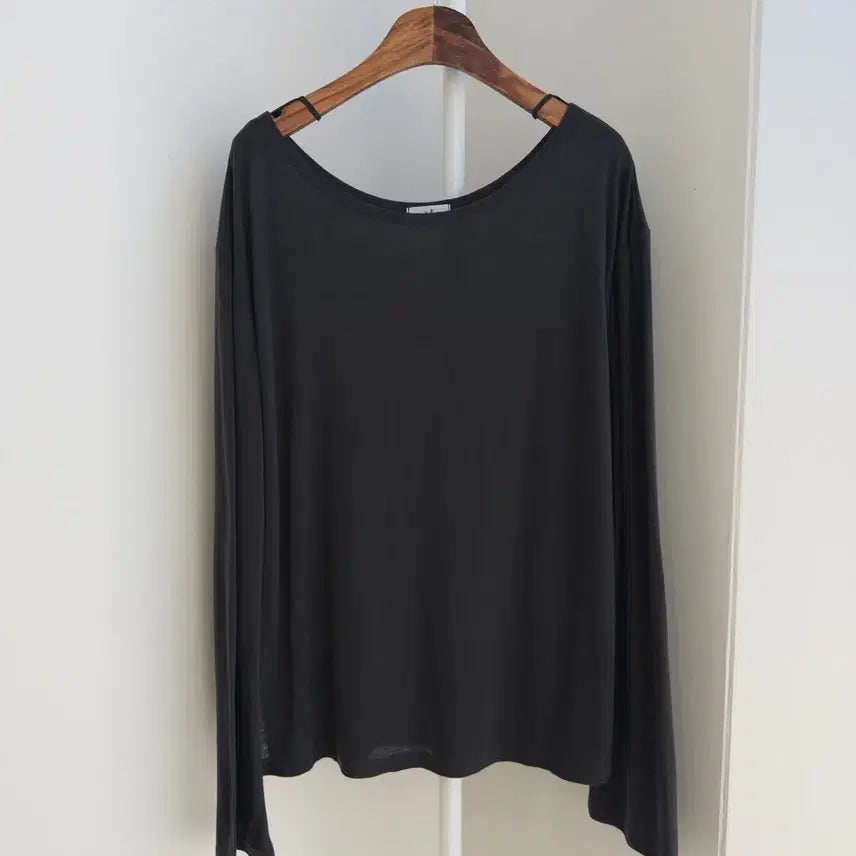 [BUNJANG] Sheer Boat Neck T-Shirt (Tencel Wool Blend) / 교신안함)텐셀울 보트넥 시스루 티셔츠-2컬러