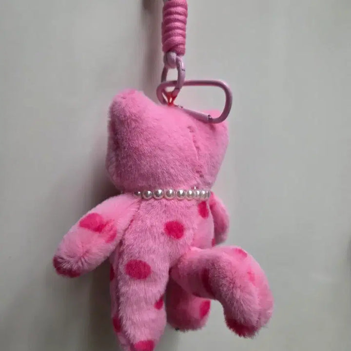 [BUNJANG] Pink Cat Plush Keychain with Heart Necklace / 핑크 고양이 인형 키링 하트 목걸이