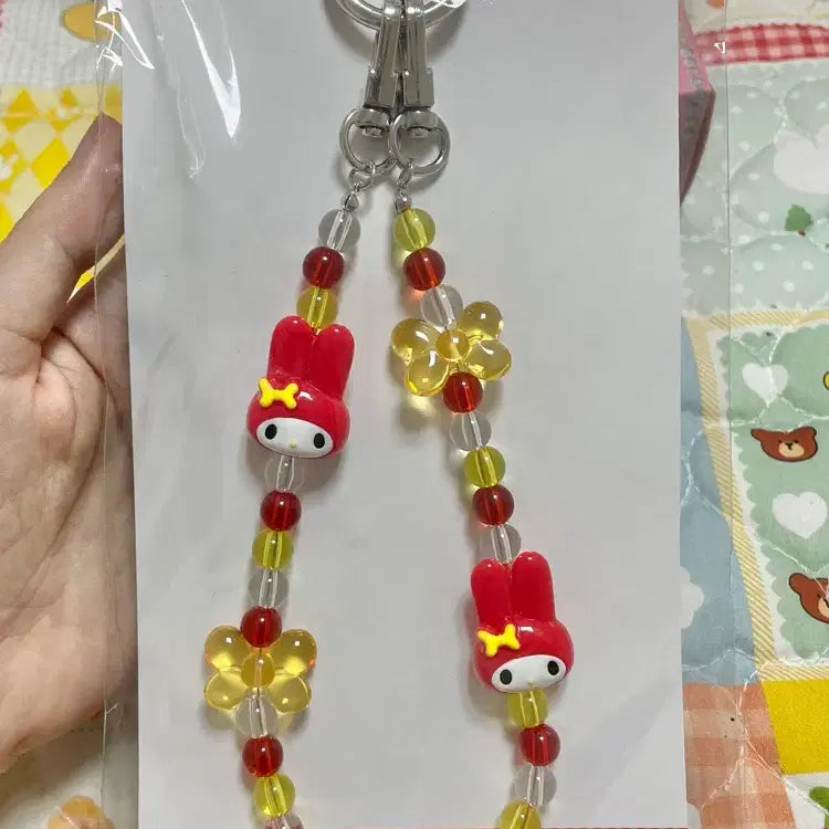 [BUNJANG] My Melody Rosy Farm Red Beaded Strap Charm (New) / 빨간 마이멜로디 로리즈팜 비즈 스트랩 (새상품)
