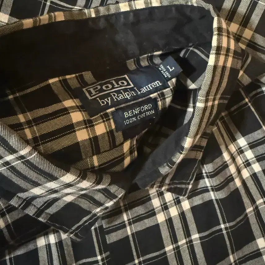 [BUNJANG] Polo Ralph Lauren Black Checkered Cotton Shirt L / 폴로 랄프로렌 블랙 체크 셔츠 L