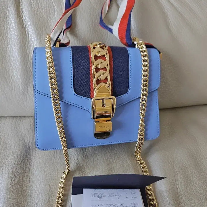 [BUNJANG] Gucci Sylvie Blue Leather Clutch Bag / 구찌실비백블루