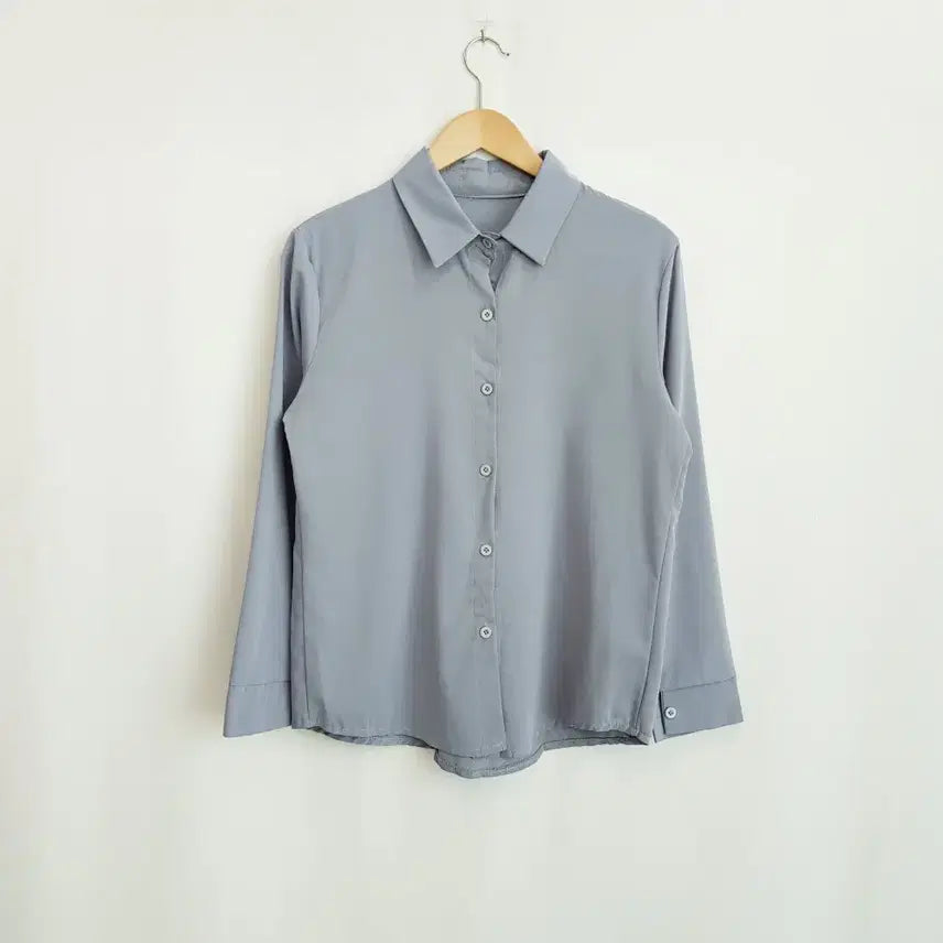[BUNJANG] Vintage Solid Long-Sleeve Blouse Women&