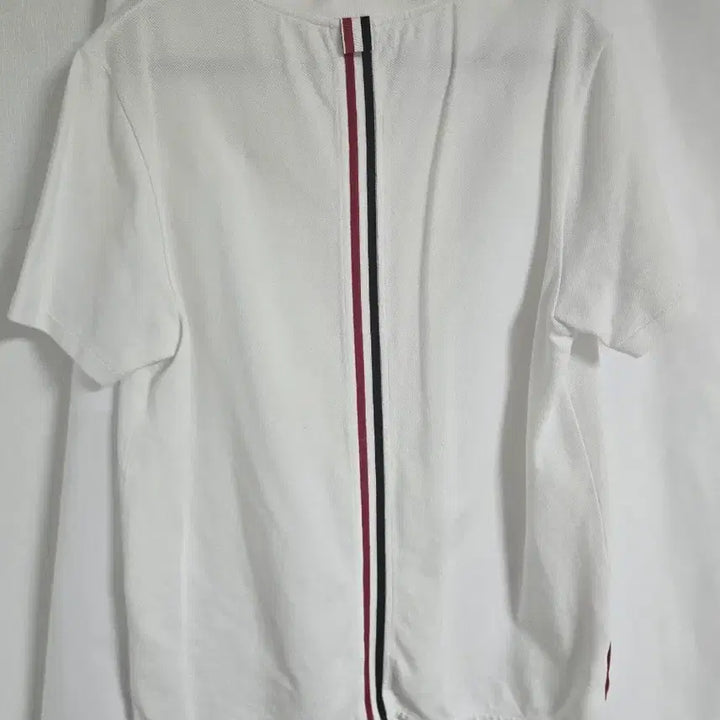 [BUNJANG] Thom Browne White T-Shirt with Signature Tricolor Stripes / 톰브라운 백삼선 반팔티