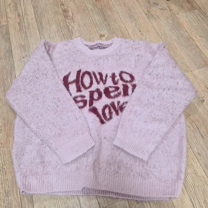 [BUNJANG] Pink Lettering Knit Sweater / 분홍색 레터링 니트 스웨터