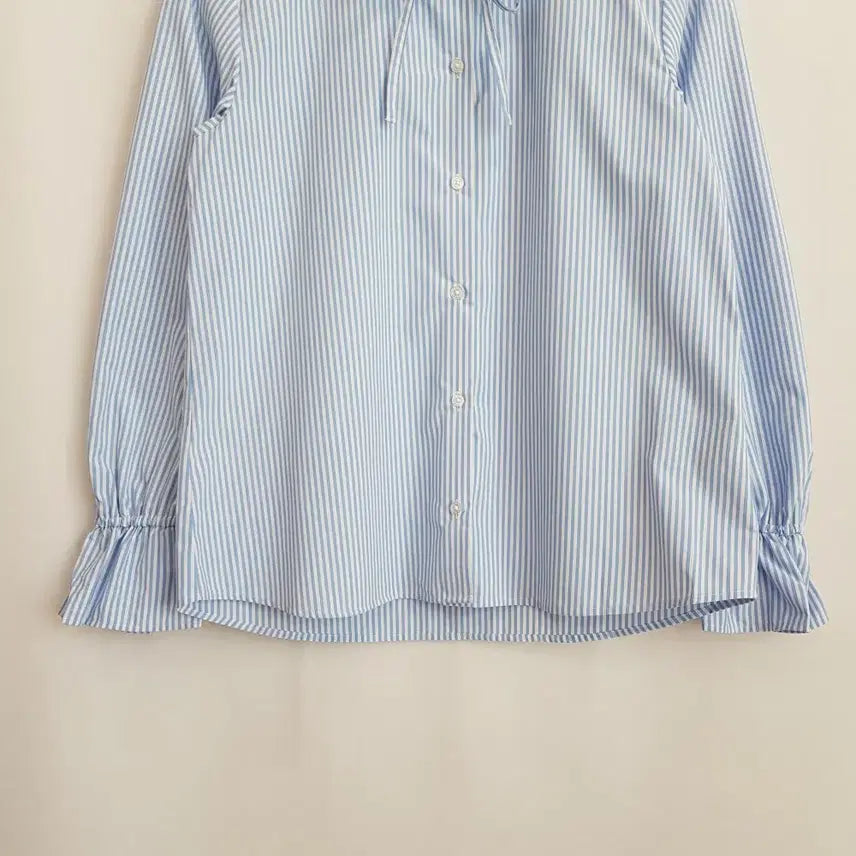 [BUNJANG] Uniqlo Striped Pattern Frill Ribbon Long Sleeve Blouse Women&